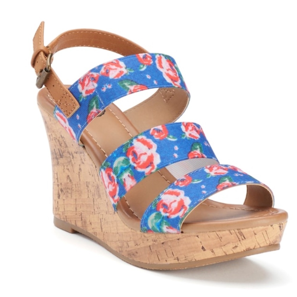 SO Women’s Floral Wedge Sandals size 9 NIB